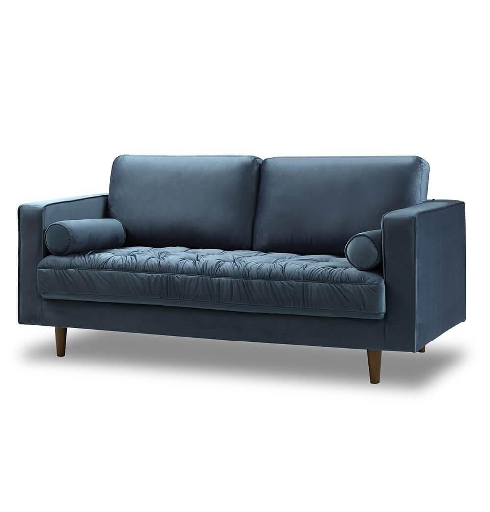 Bente Tufted Velvet Loveseat 2-Seater Sofa - Light Blue