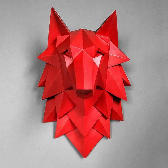 3D Statue Wolf Head Sculpture Home Decor - Image 3
