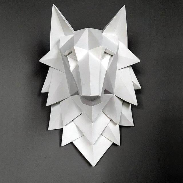 3D Statue Wolf Head Sculpture Home Decor