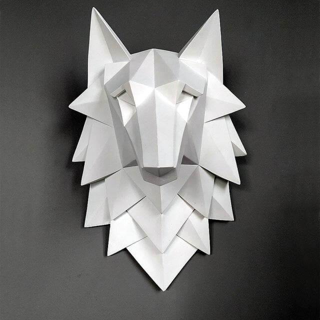 3D Statue Wolf Head Sculpture Home Decor - Image 1