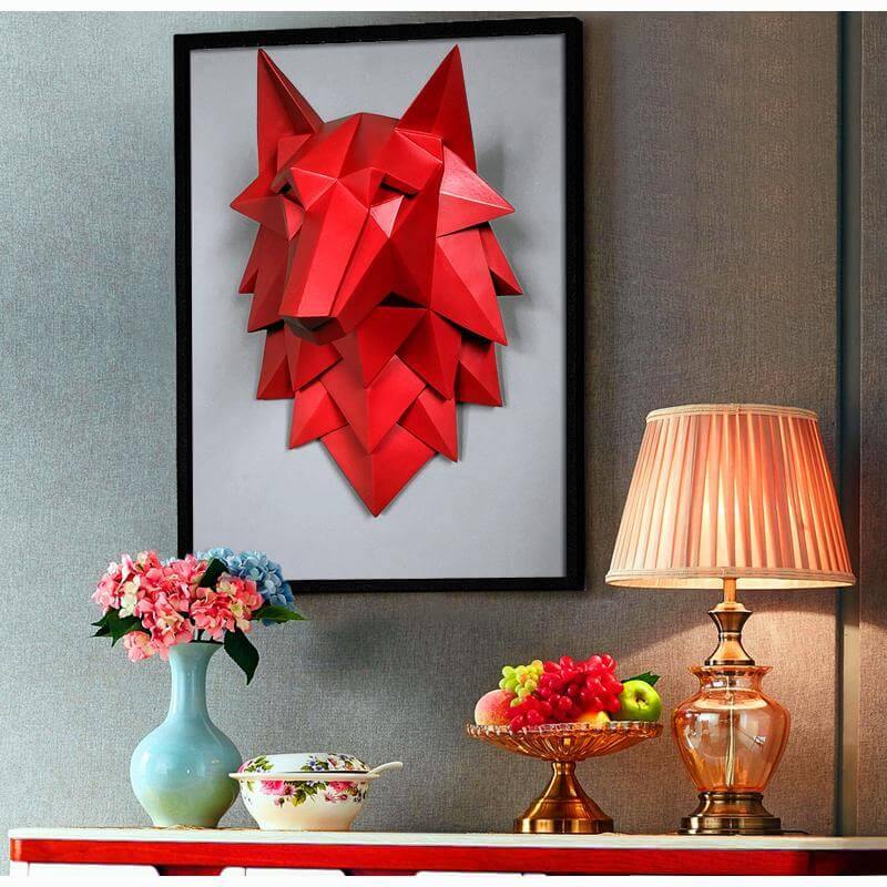 3D Statue Wolf Head Sculpture Home Decor