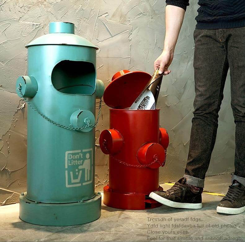 Retro Fire Hydrant Trash Can