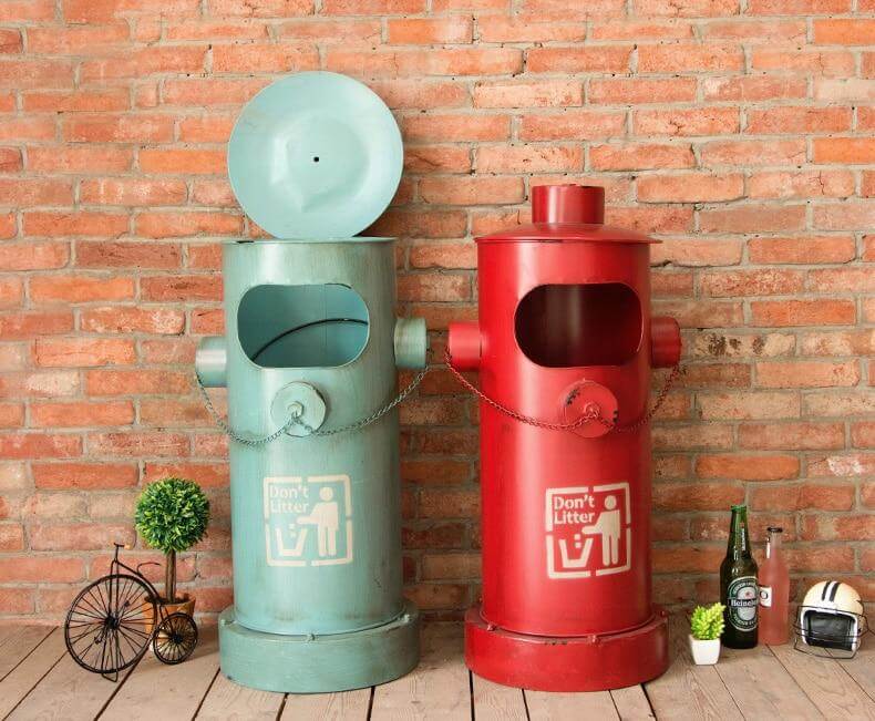 Retro Fire Hydrant Trash Can