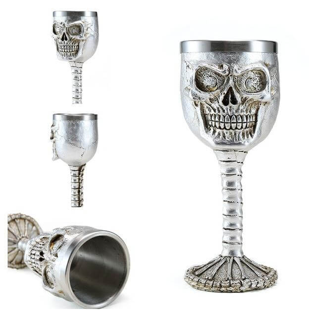 Stainless Steel Skull Gothic Goblet Cocktail Glass