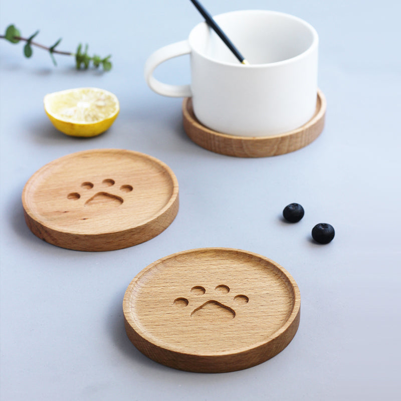 Cute Cat Paw Wooden Coaster - Image 0