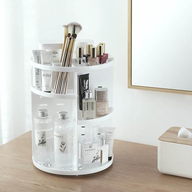 360-degree Rotating Makeup Organizer with Storage