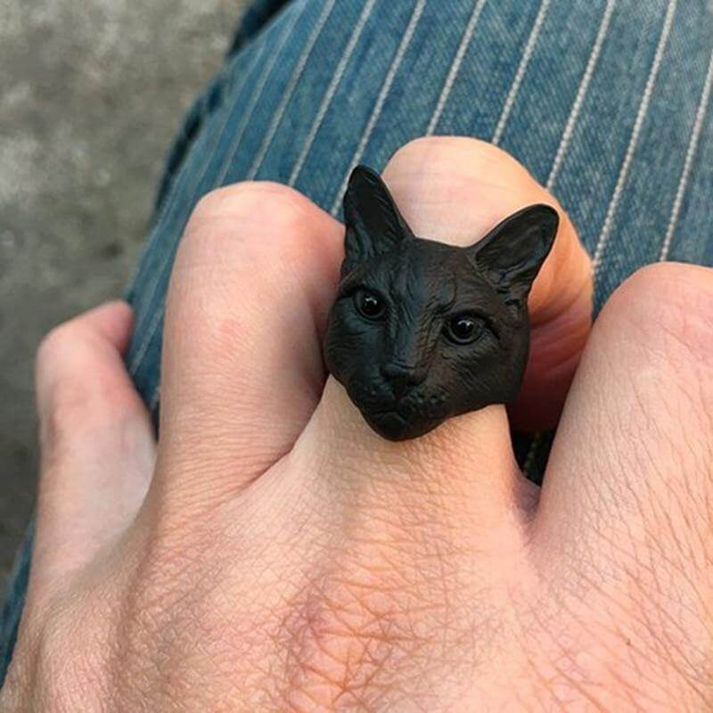 Cute Big Cat Head Ring