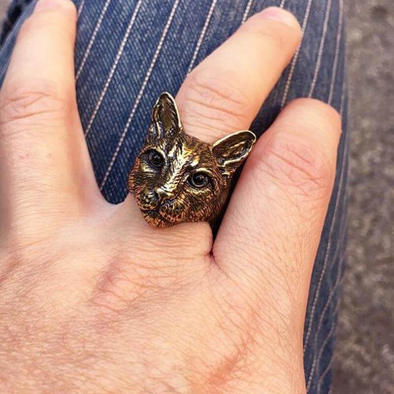 Cute Big Cat Head Ring - Image 1