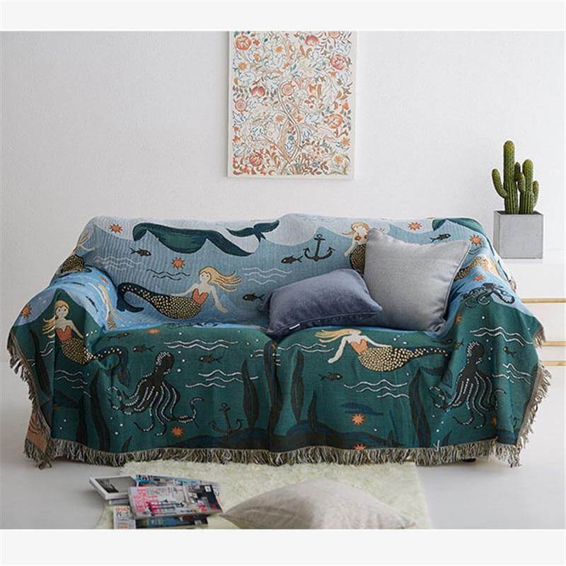 Mermaid Knitted Nordic Blanket - Image 1
