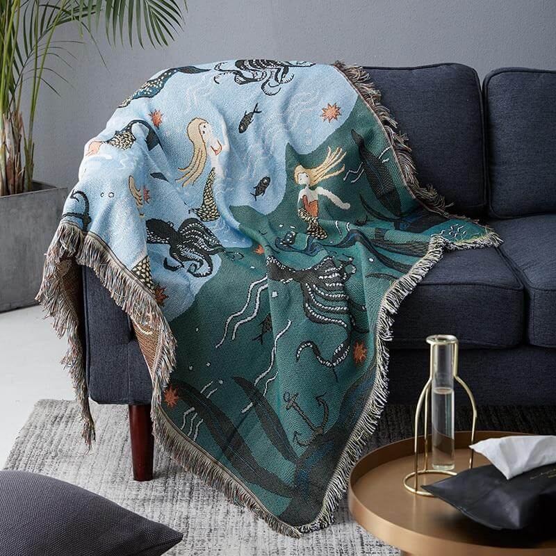 Mermaid Knitted Nordic Blanket - Image 0
