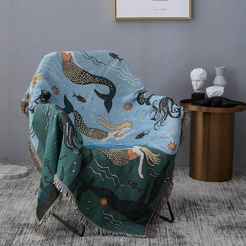 Mermaid Knitted Nordic Blanket - Image 3
