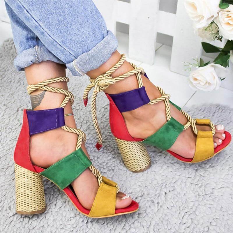 Lace Up Colorful Gladiator Sandals - Image 11