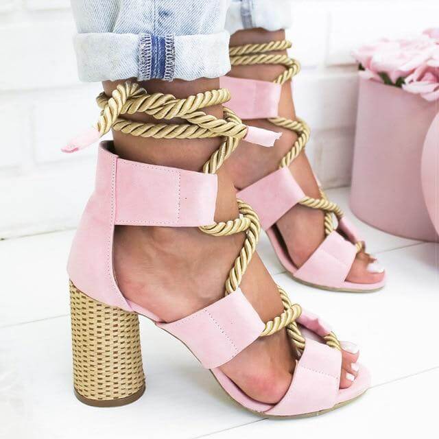 Lace Up Colorful Gladiator Sandals