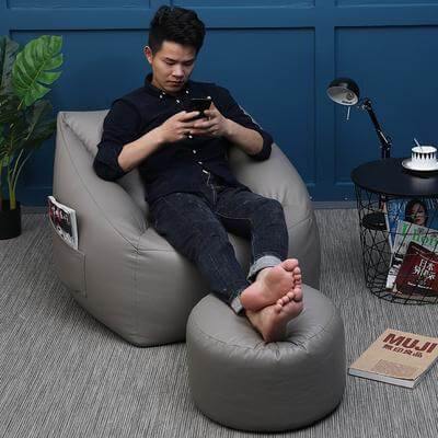 Lazy Sofa Leather Bean Bag - Image 1