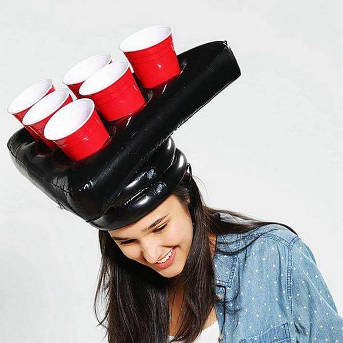 Inflatable Ping Pong Cup Holder Hats - Image 0