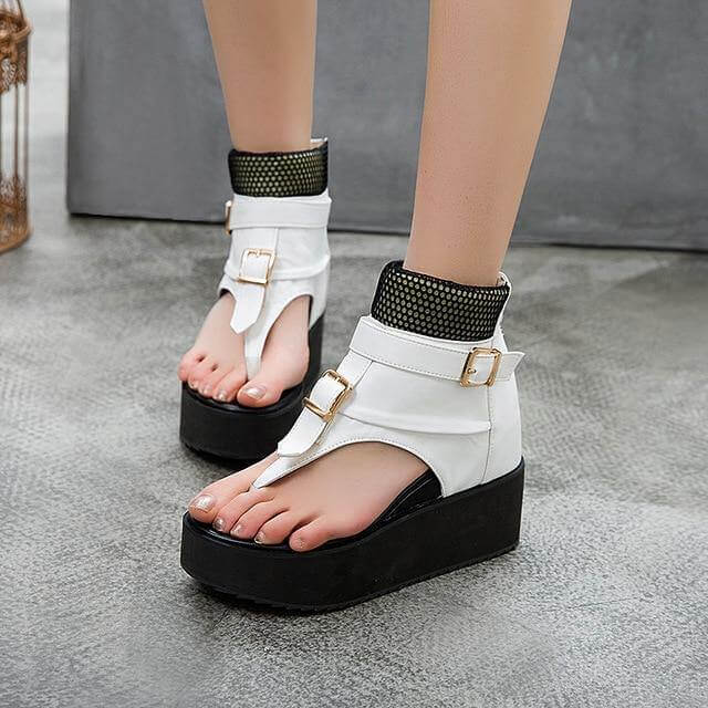 Leather Gladiator Platform Sandals - Image 1