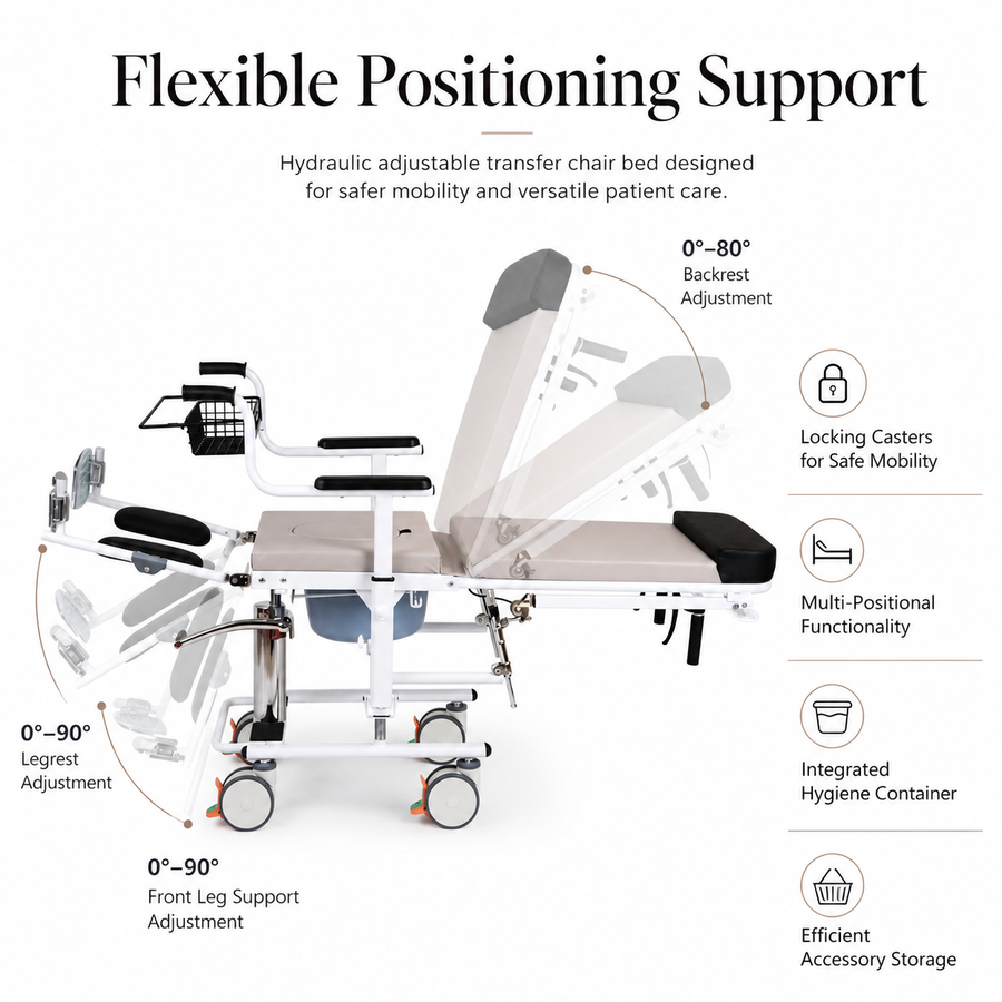 Elderly Transfer Easy Lift Hydraulic Adjustable Transformable Chair Bed