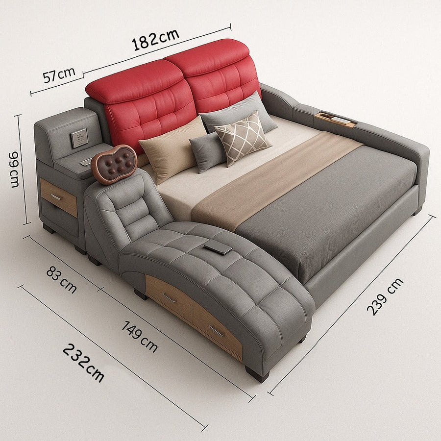 Massage System Smart Hidden Storage Leather Elegant Bed - Image 6