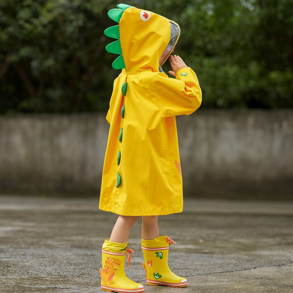 Happy Dinosaur Outdoor Hooded Kids Raincoat - Image 0