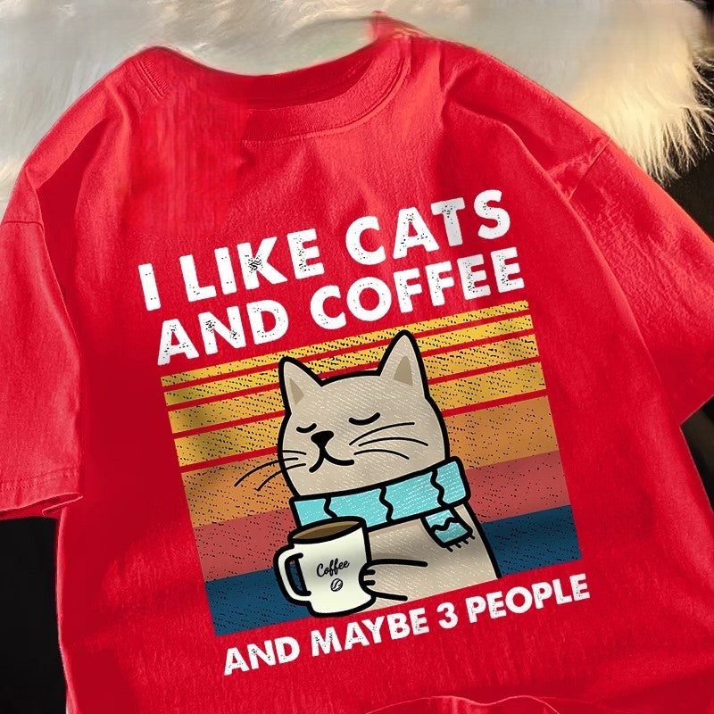 I Like Cats And Coffee And Maybe 3 People Funny T-Shirt - Image 11