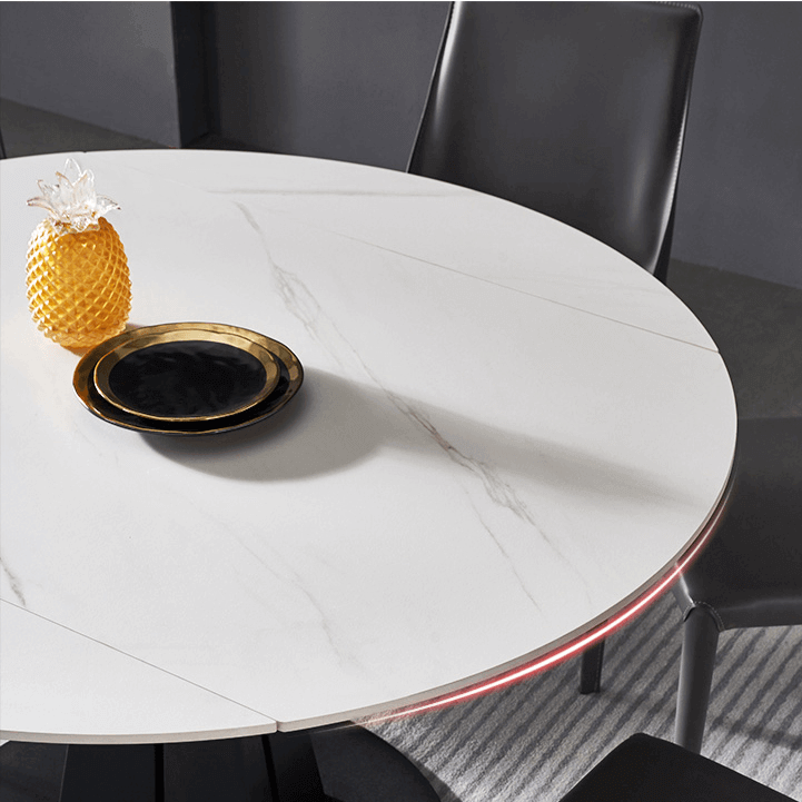 Luxury Extendable Oval Marble Rock Plate Modern Table - Image 3