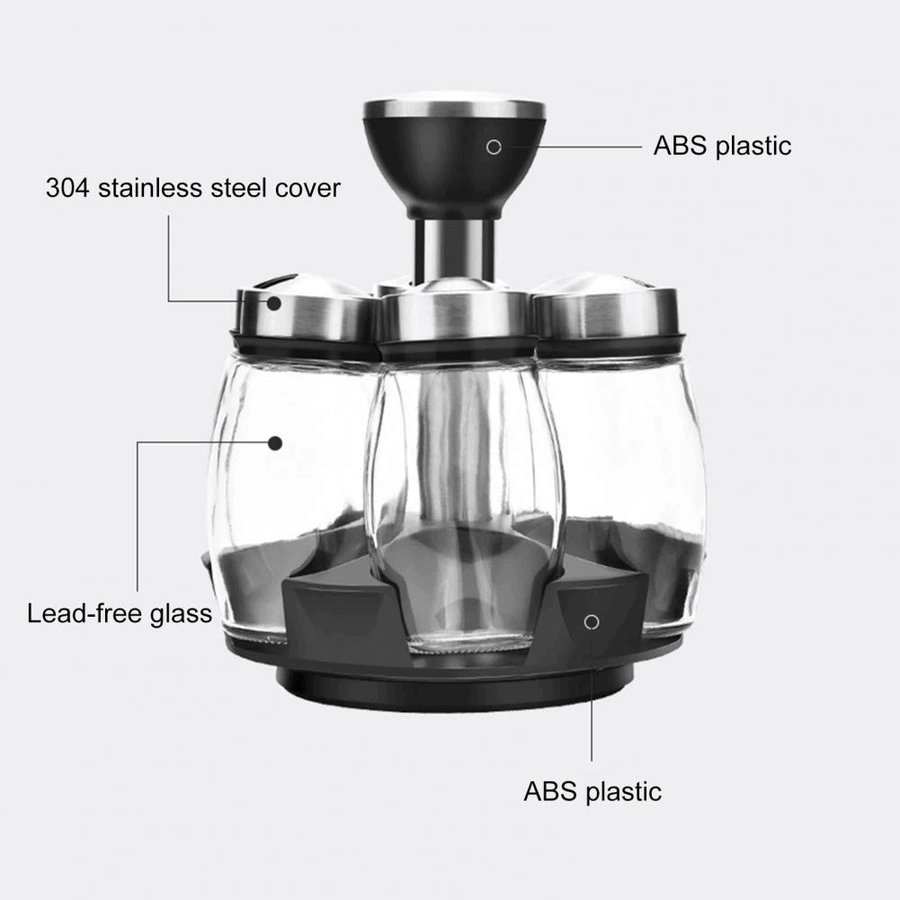 Smart Rotating Stainless Steel Glass Seasoning Set - Image 13