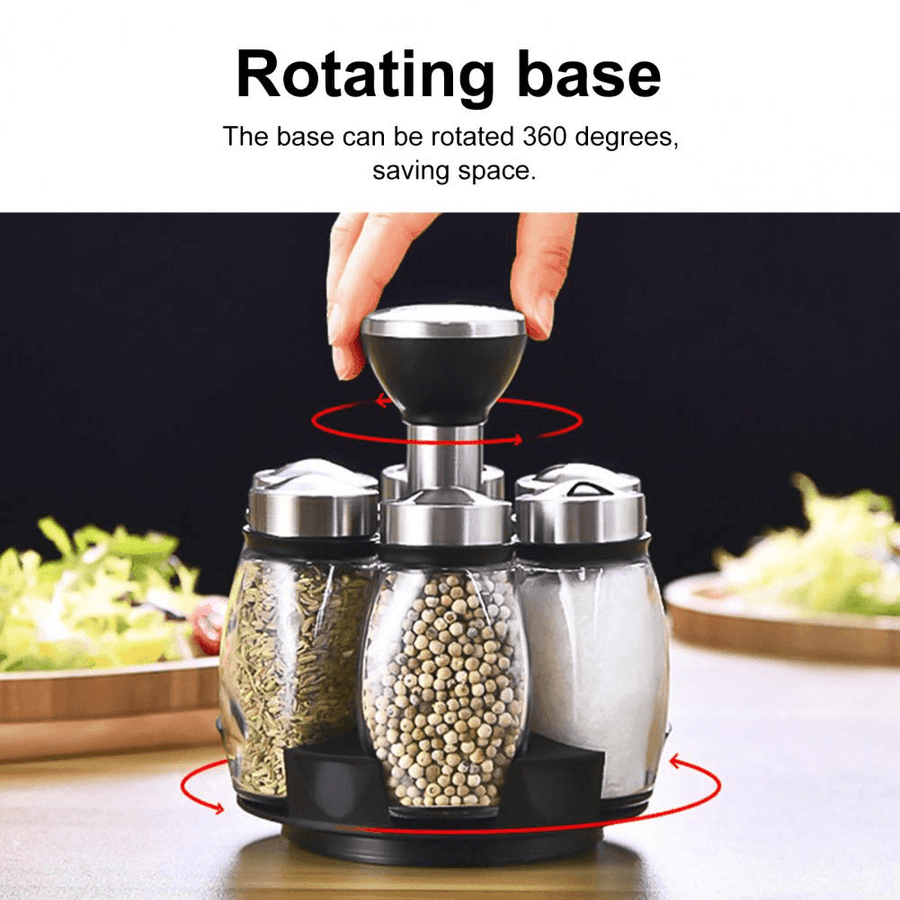 Smart Rotating Stainless Steel Glass Seasoning Set - Image 0