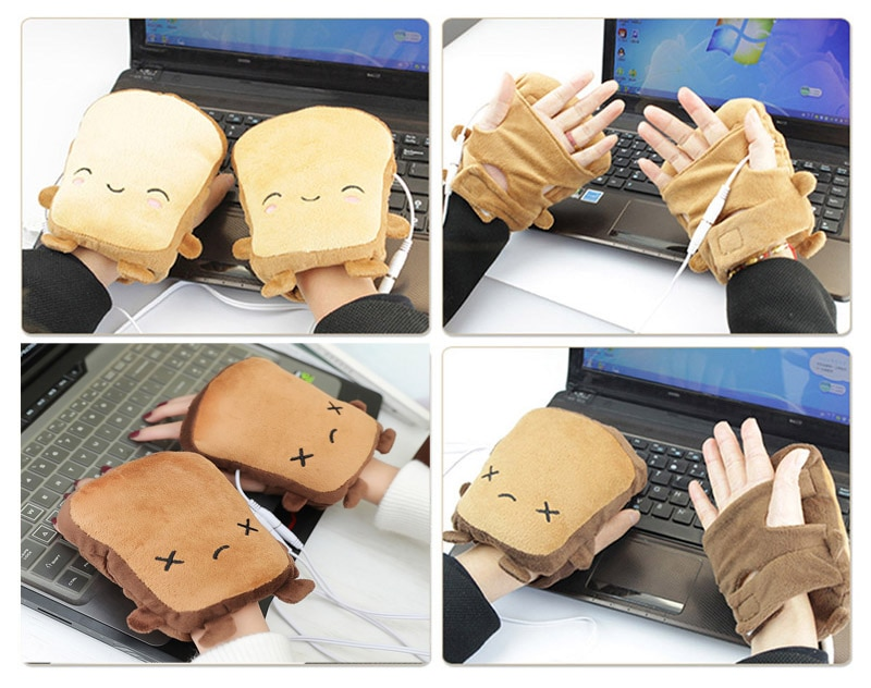 Toast Shape Fingerless Hand Warmer Gloves - Image 3