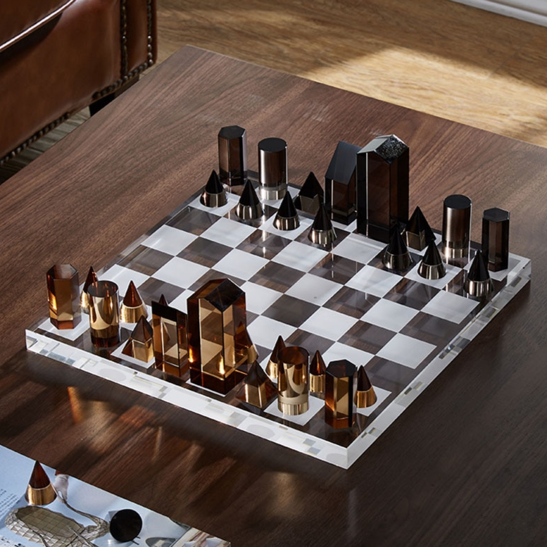Modern Geometric Crystal Chess Board - Image 0