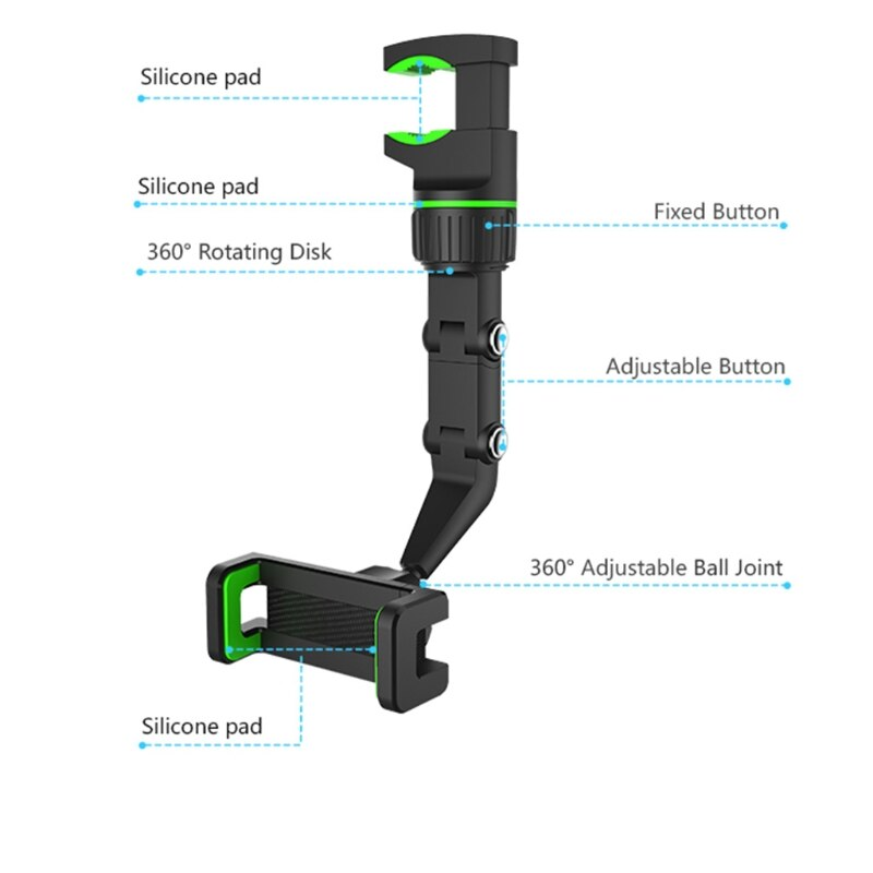 360 Rotatable Rear-View Mirror Phone Holder - Image 2