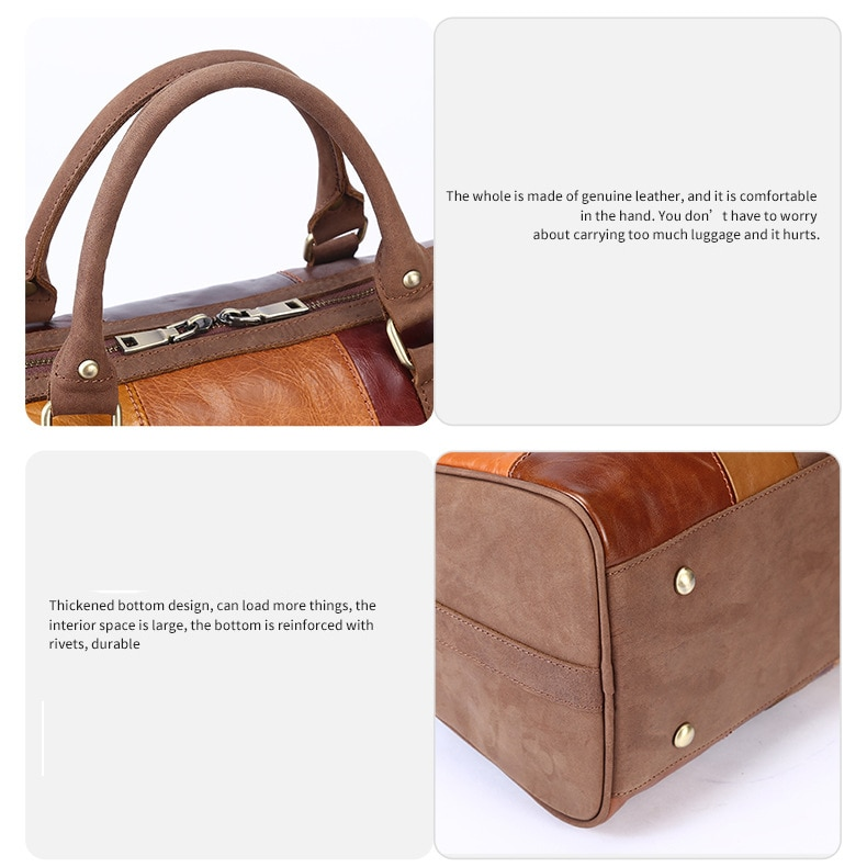 Genuine Leather Vintage High Capacity Travel Bag - Image 8