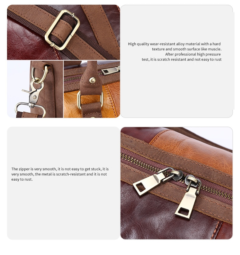Genuine Leather Vintage High Capacity Travel Bag - Image 9