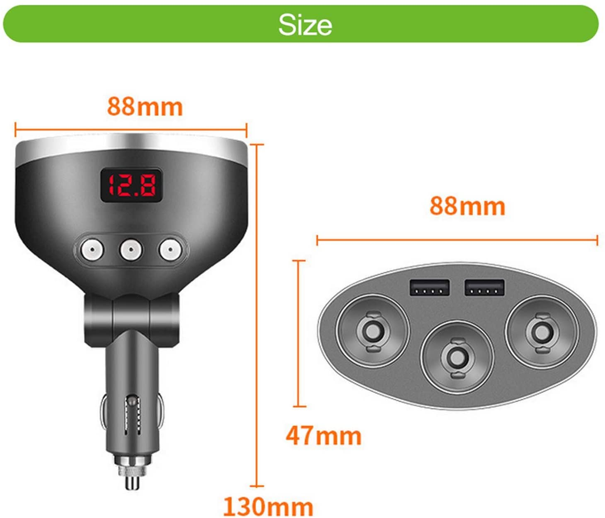 3in1 Dual USB Port Car Lighter Socket Splitter