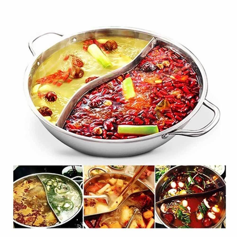 Hot Pot Twin Divided Stainless Steel Pan - Image 1