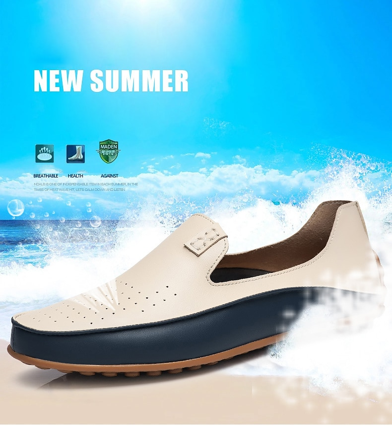 Men Driving Shoes Leather Loafers - Image 1