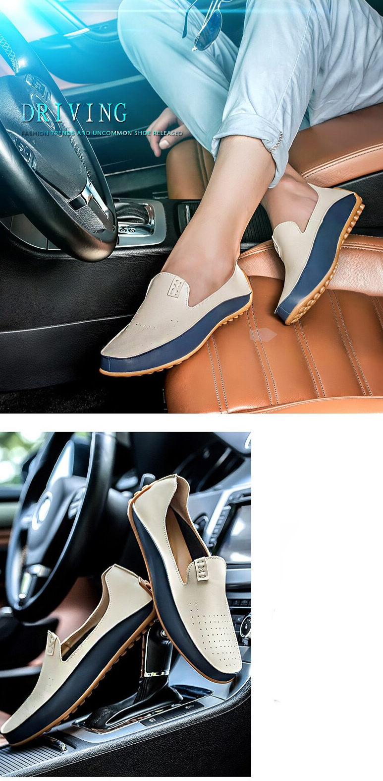 Men Driving Shoes Leather Loafers