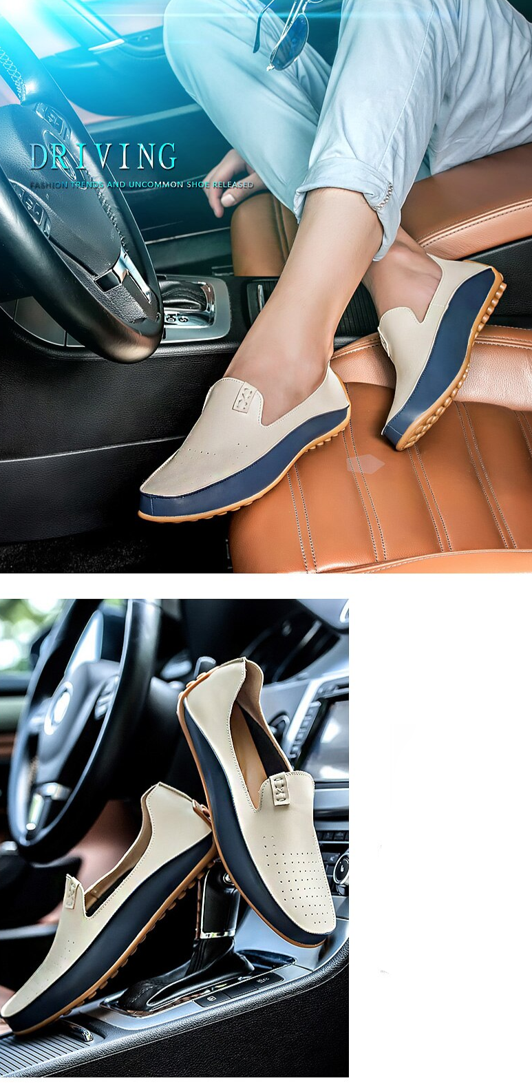 Men Driving Shoes Leather Loafers - Image 6
