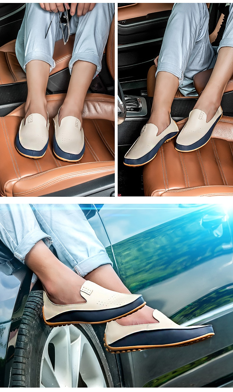Men Driving Shoes Leather Loafers - Image 7