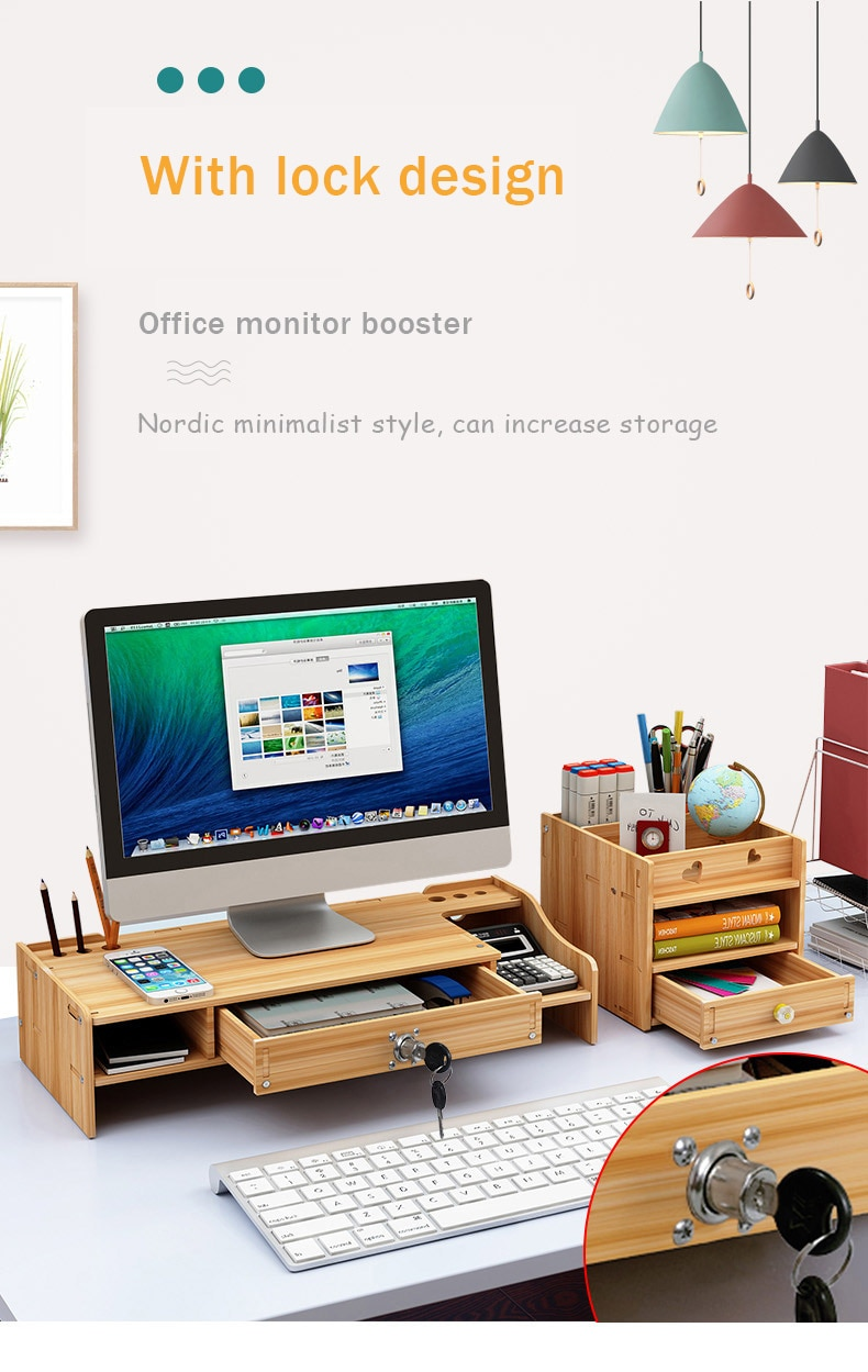 Home Office Wooden Monitor Riser Stand - Image 4