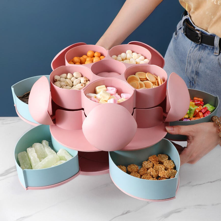 Two-Layer Rotating Flower Candy Snack Box - Image 0