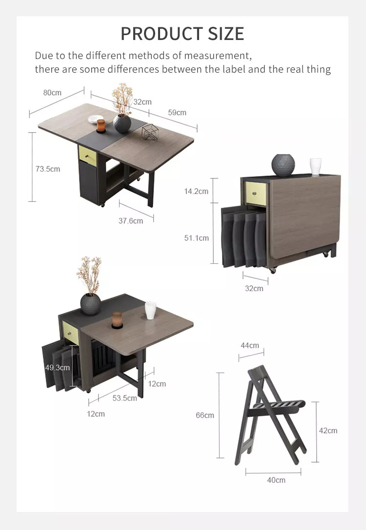 Foldable Elegant Rectangle Dining Table Set - Image 9