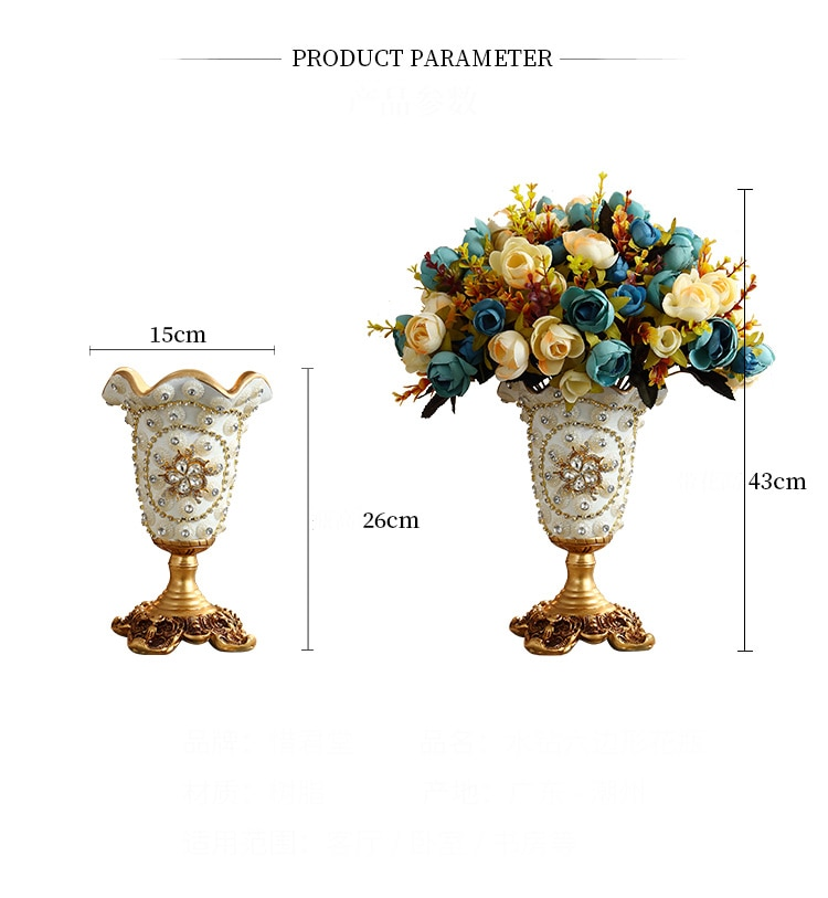European Luxury Diamond Resin Vase - Image 6