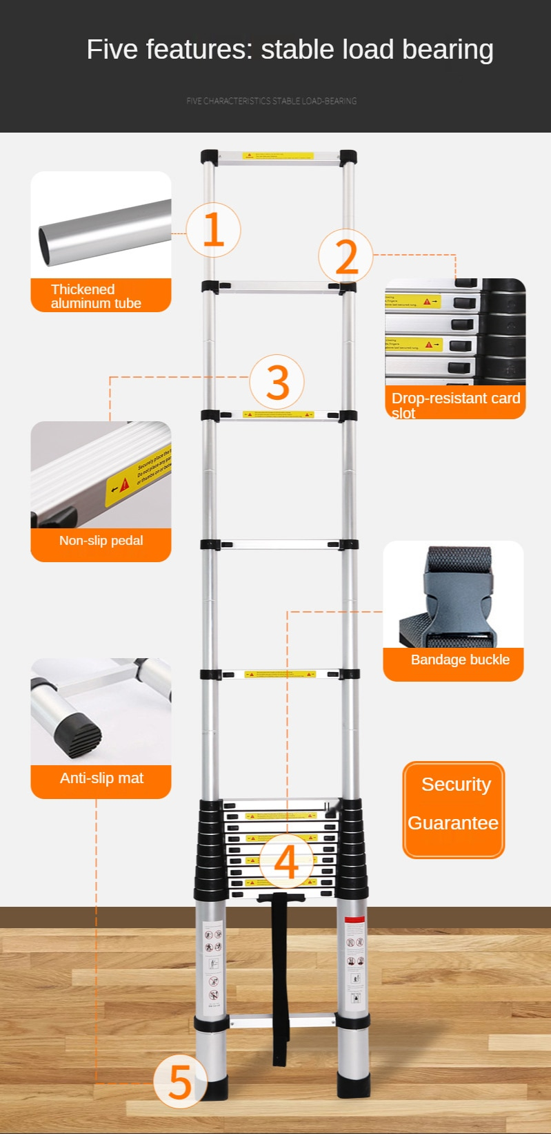 Adjustable Non-Slip Foldable Telescopic Ladder - Image 11