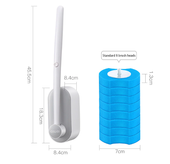 Long Handle Disposable Toilet Brush Set