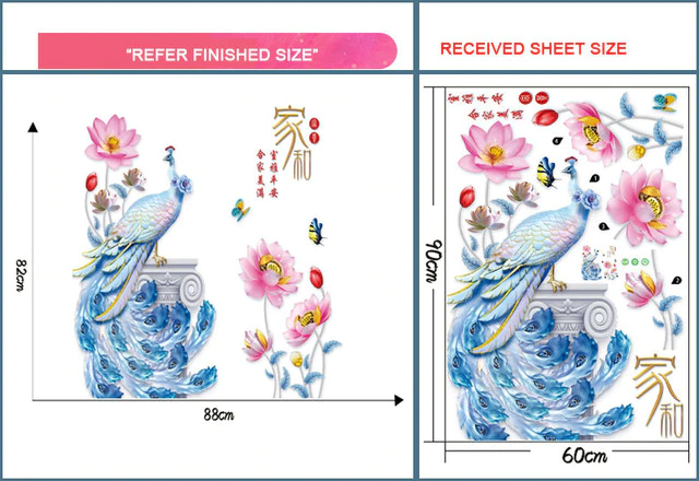 3D Peacock Flower Style Wall Sticker - Image 14