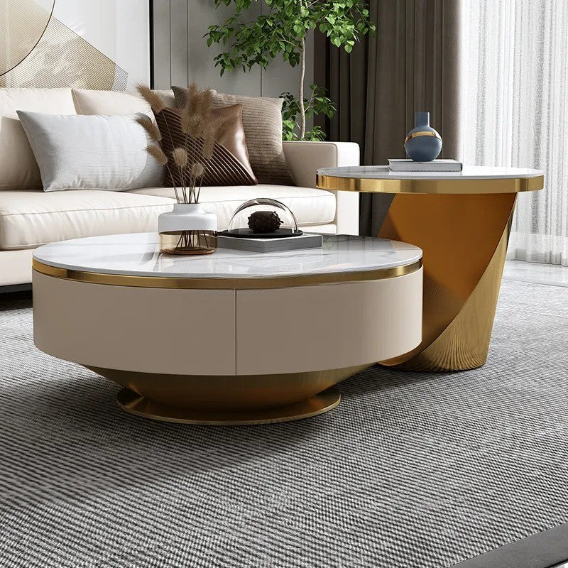 Chich Stone Elegant Modern Marble Coffee Table Set - Image 10