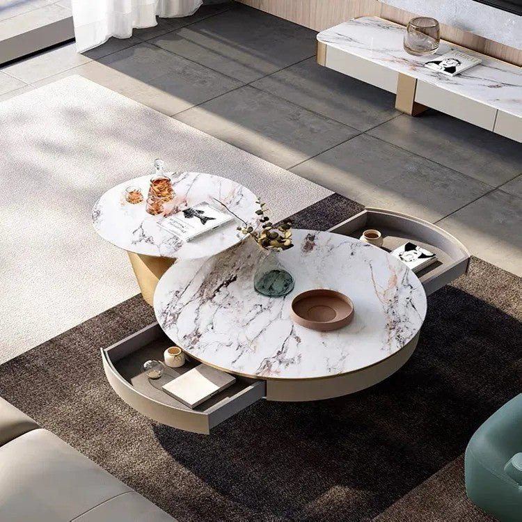 Chich Stone Elegant Modern Marble Coffee Table Set - Image 4
