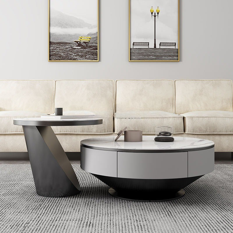 Chich Stone Elegant Modern Marble Coffee Table Set - Image 8