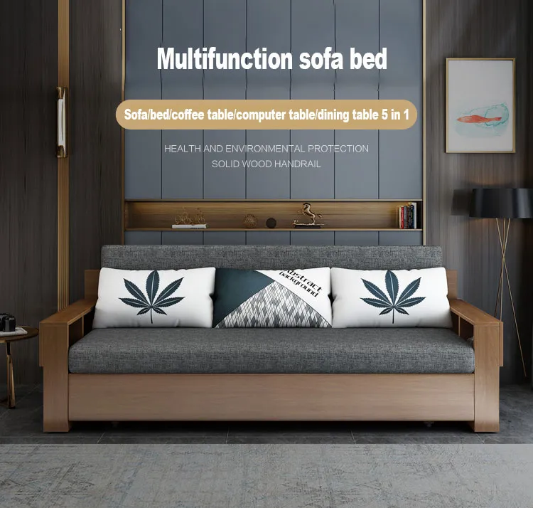 Desk Compact Multifunctional Wooden Minimalist Sofa Bed - Image 3