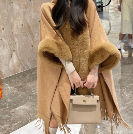 Wearable Blanket Women Lining Long Poncho - Image 5